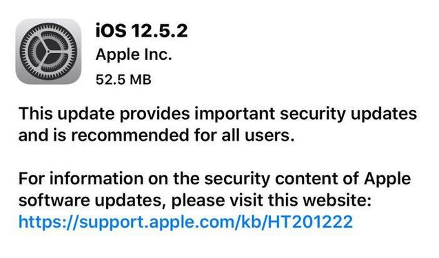 红星苹果手机维修分享iOS12.5.2发布，建议所有老苹果用户安装 